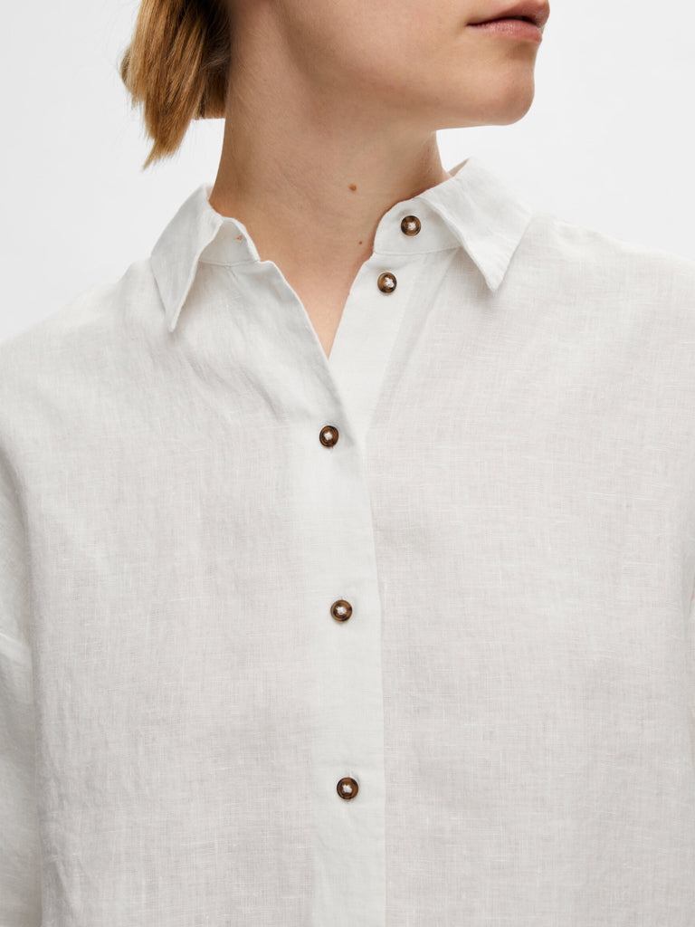 Selected Femme Linnie Linen Shirt in White