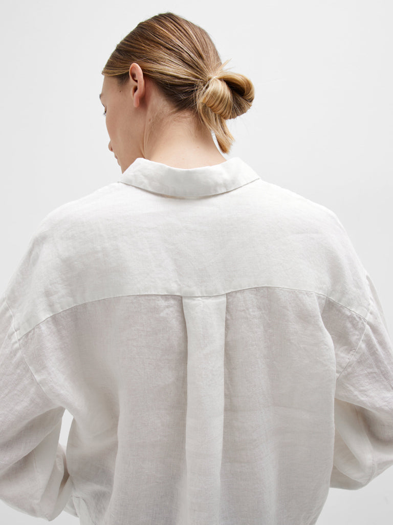 Selected Femme Linnie Linen Shirt in White