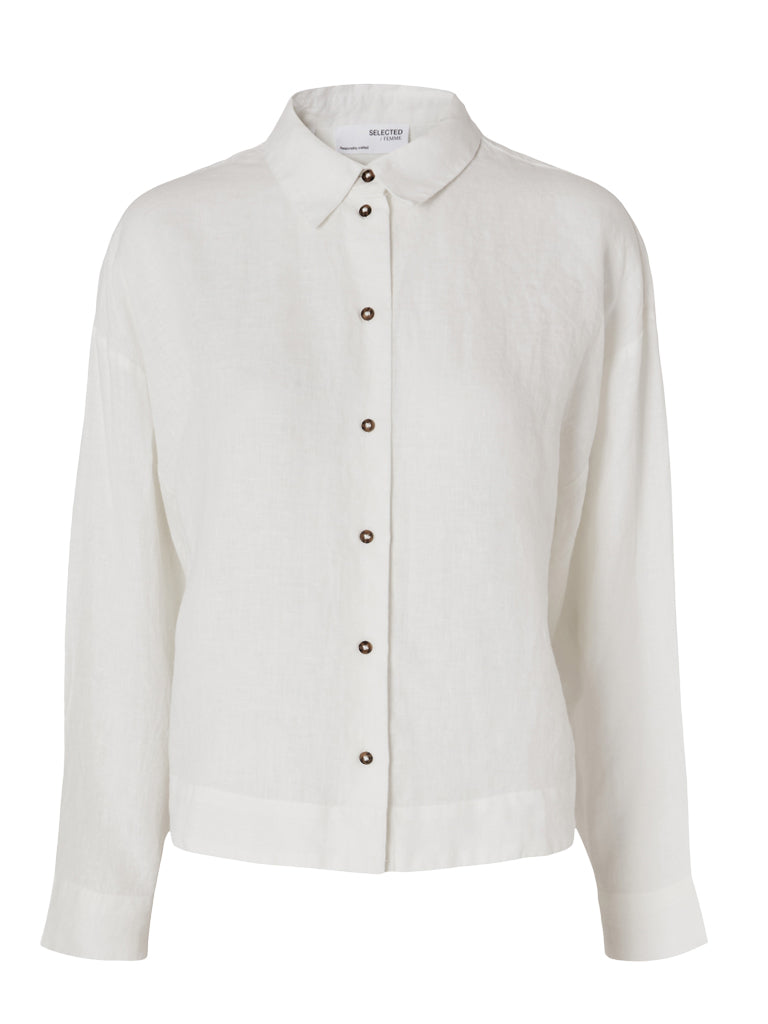 Selected Femme Linnie Linen Shirt in White