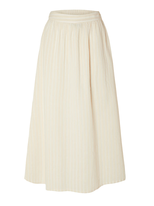 Selected Femme Malinda Stripe Skirt in Sandshell Stripe