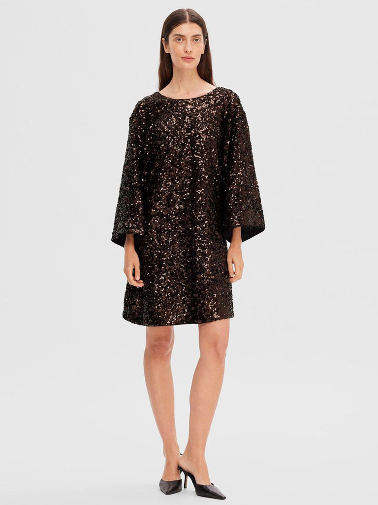 Selected Femme Mallie Sequins Dress in Java – Maze