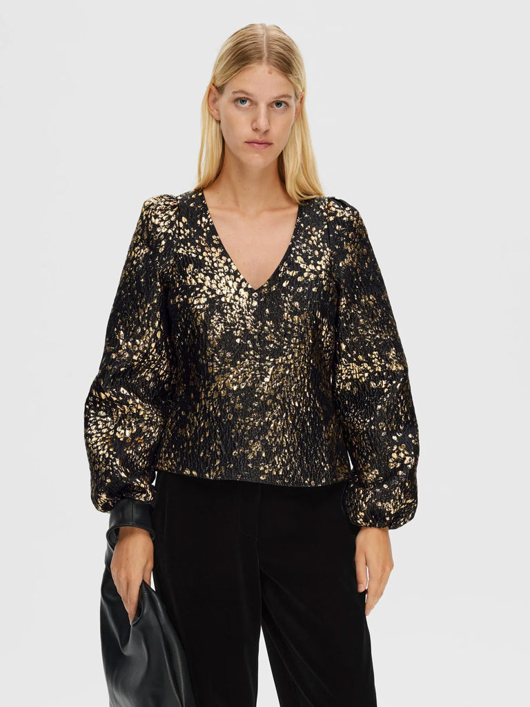 Selected Femme Paula Golden Leo Top