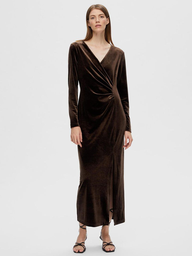 Selected Femme Tara Dress in Copper Brown