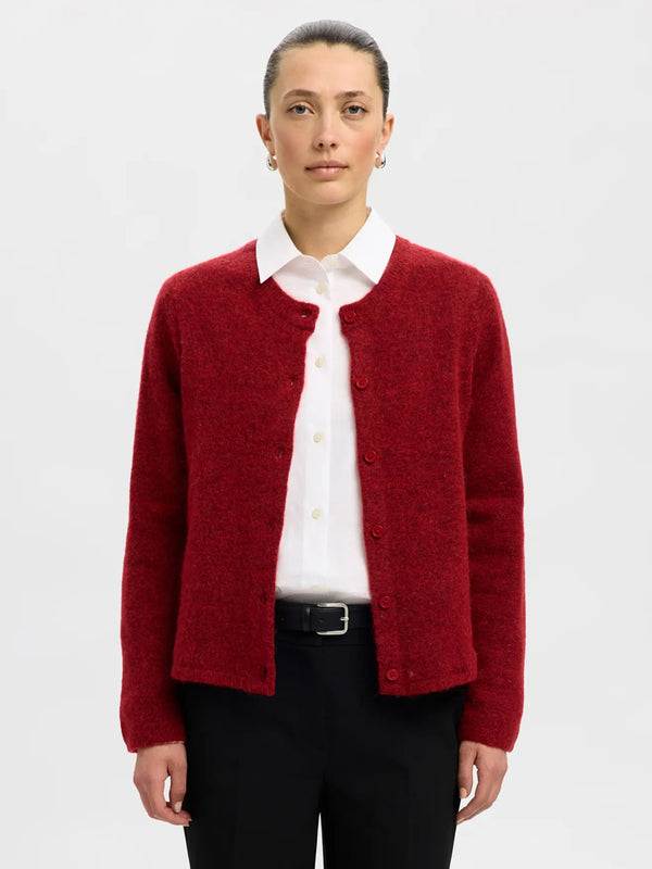 Selected Lulu Cardigan in Red Melange