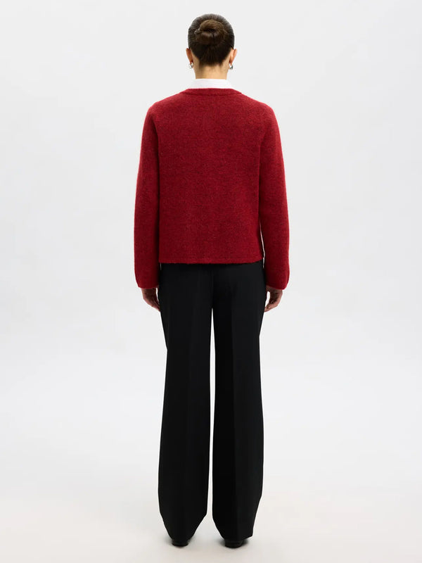 Selected Lulu Cardigan in Red Melange