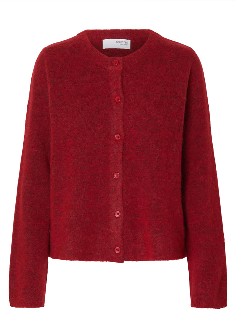 Selected Lulu Cardigan in Red Melange