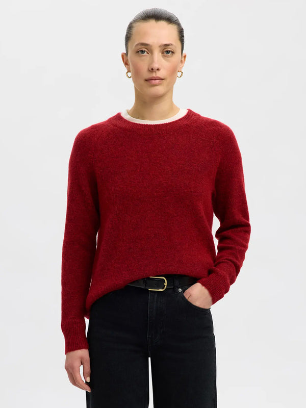 Selected Lulu Sweater in Red Melange