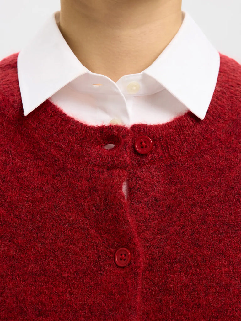 Selected Lulu Cardigan in Red Melange