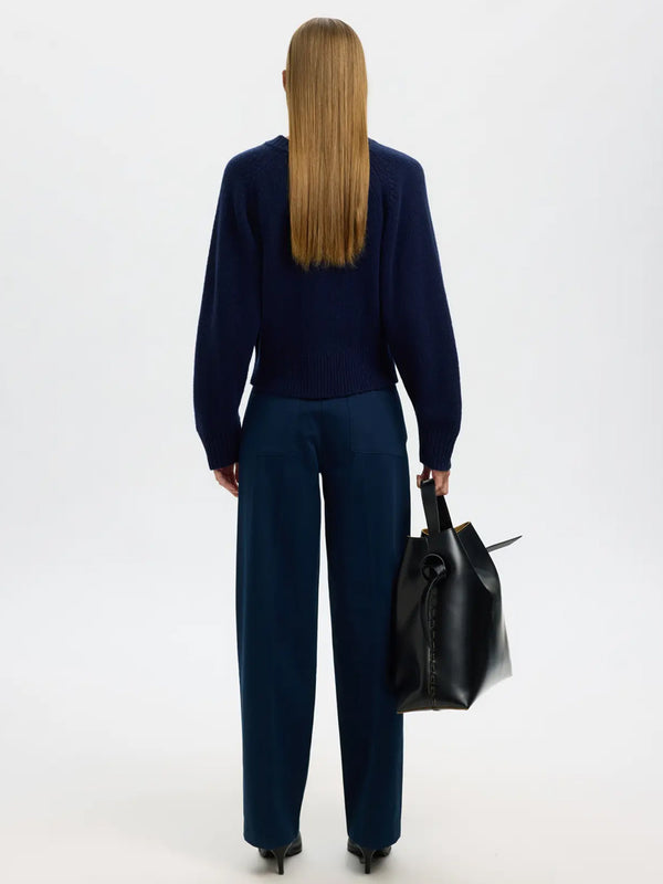 Selected Nora Crop Cardigan in Dark Sapphire