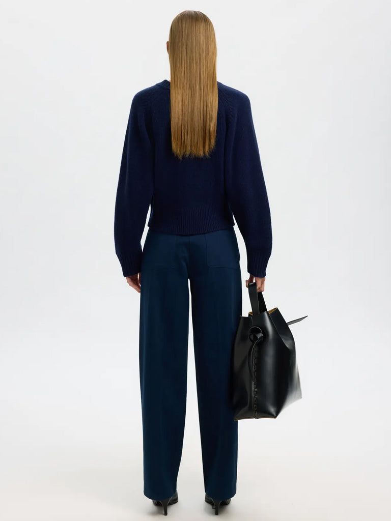 Selected Nora Crop Cardigan in Dark Sapphire