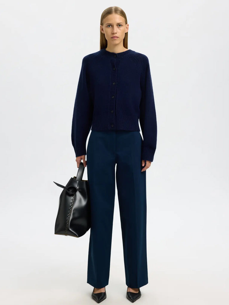 Selected Nora Crop Cardigan in Dark Sapphire