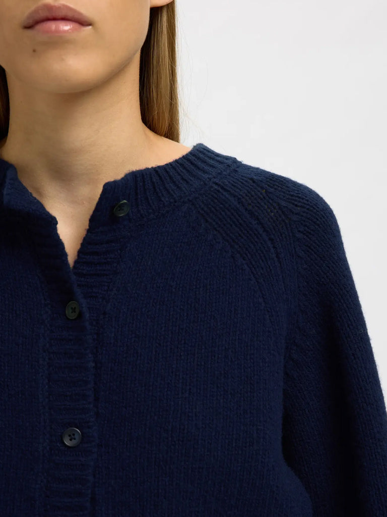 Selected Nora Crop Cardigan in Dark Sapphire