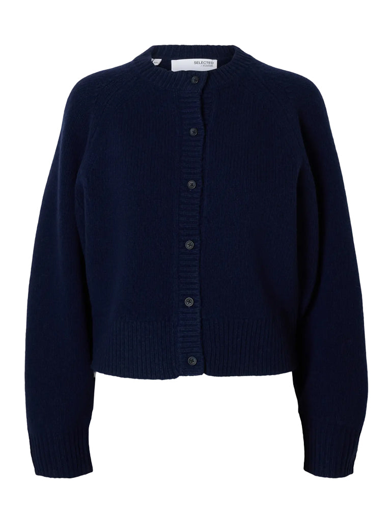 Selected Nora Crop Cardigan in Dark Sapphire