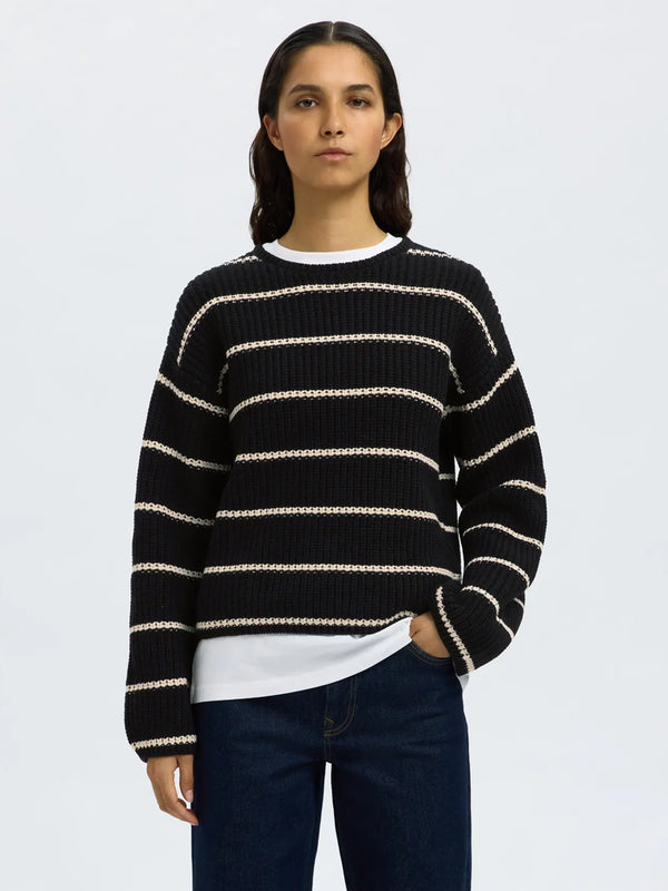 Selected Selma Sweater in Birch Black