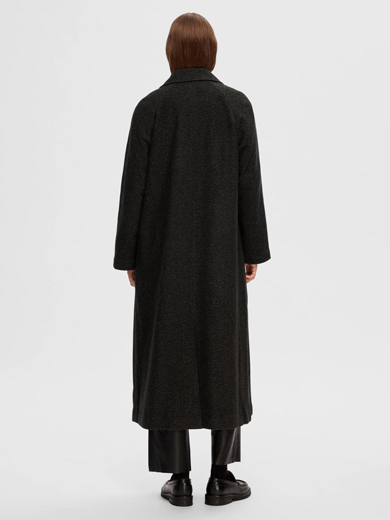 Selected Femme Laima Wool Coat in Black Melange