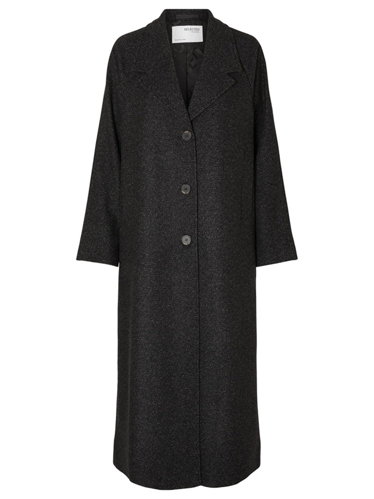 Selected Femme Laima Wool Coat in Black Melange