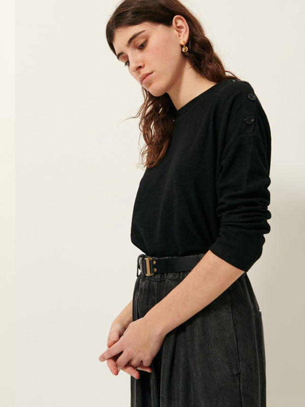 Sessun Austin Waffle T-Shirt in Black