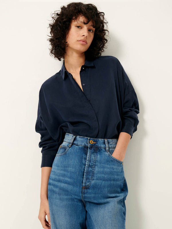 Sessun Lady D Silk Shirt in Navy