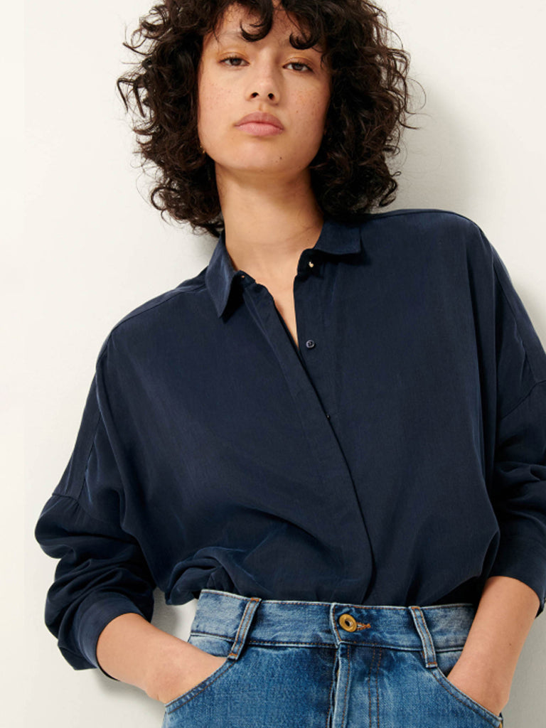 Sessun Lady D Silk Shirt in Navy