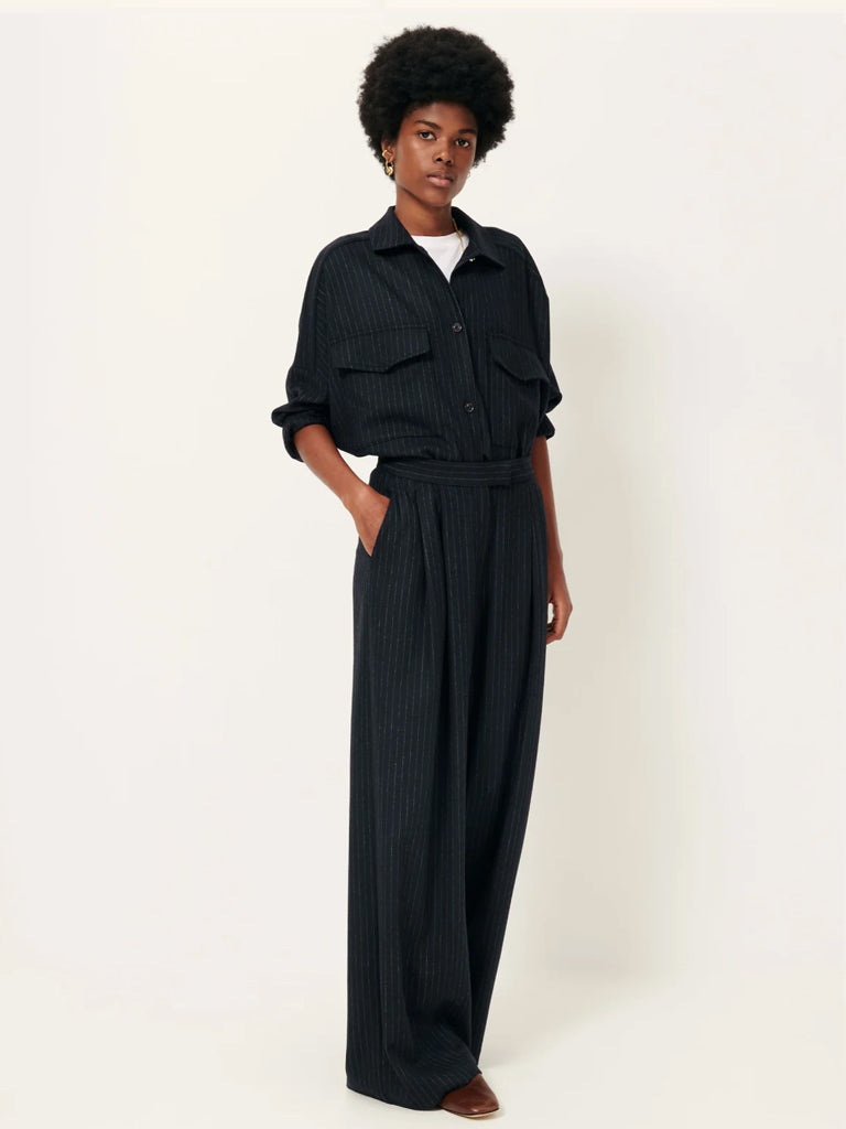 Sessun Orozco Pinstripe Trousers in Navy