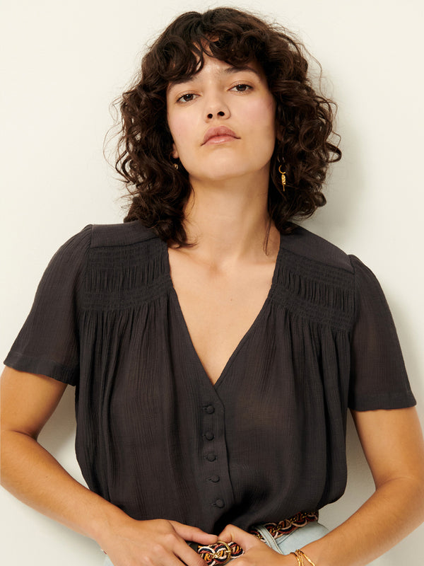 Sessun Siama Blouse in Moonless