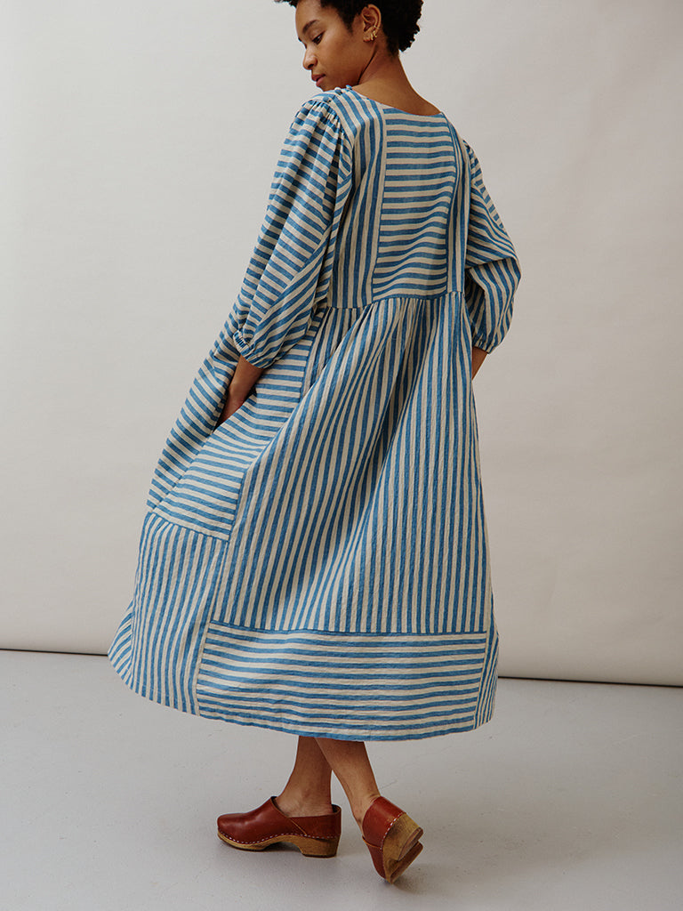 Sideline Betsy Dress in Blue Stripe