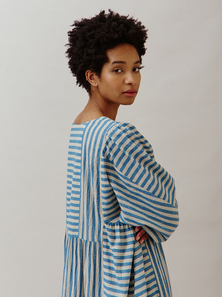 Sideline Betsy Dress in Blue Stripe