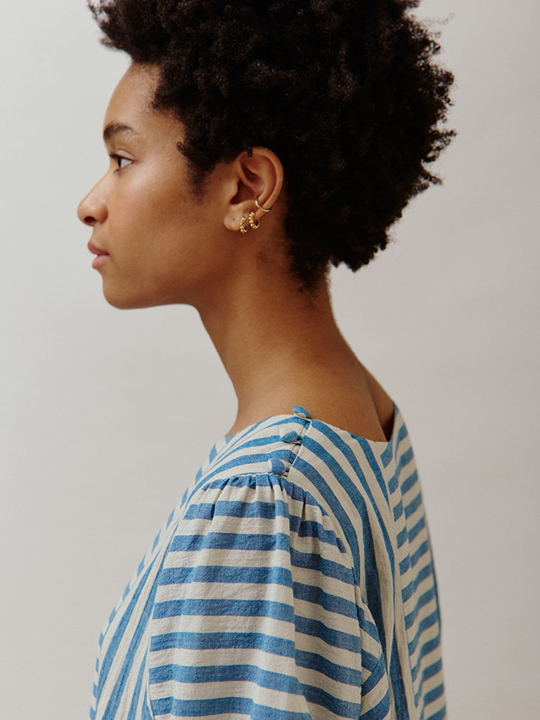Sideline Betsy Dress in Blue Stripe