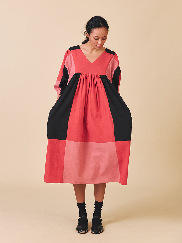 Sideline Dotty Dress in Red Mix