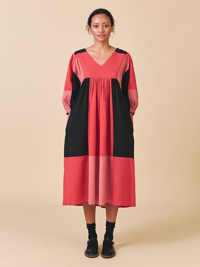 Sideline Dotty Dress in Red Mix