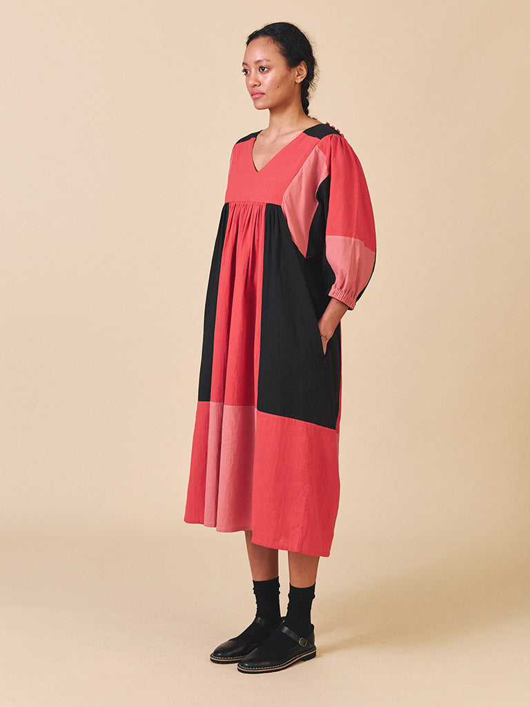 Sideline Dotty Dress in Red Mix