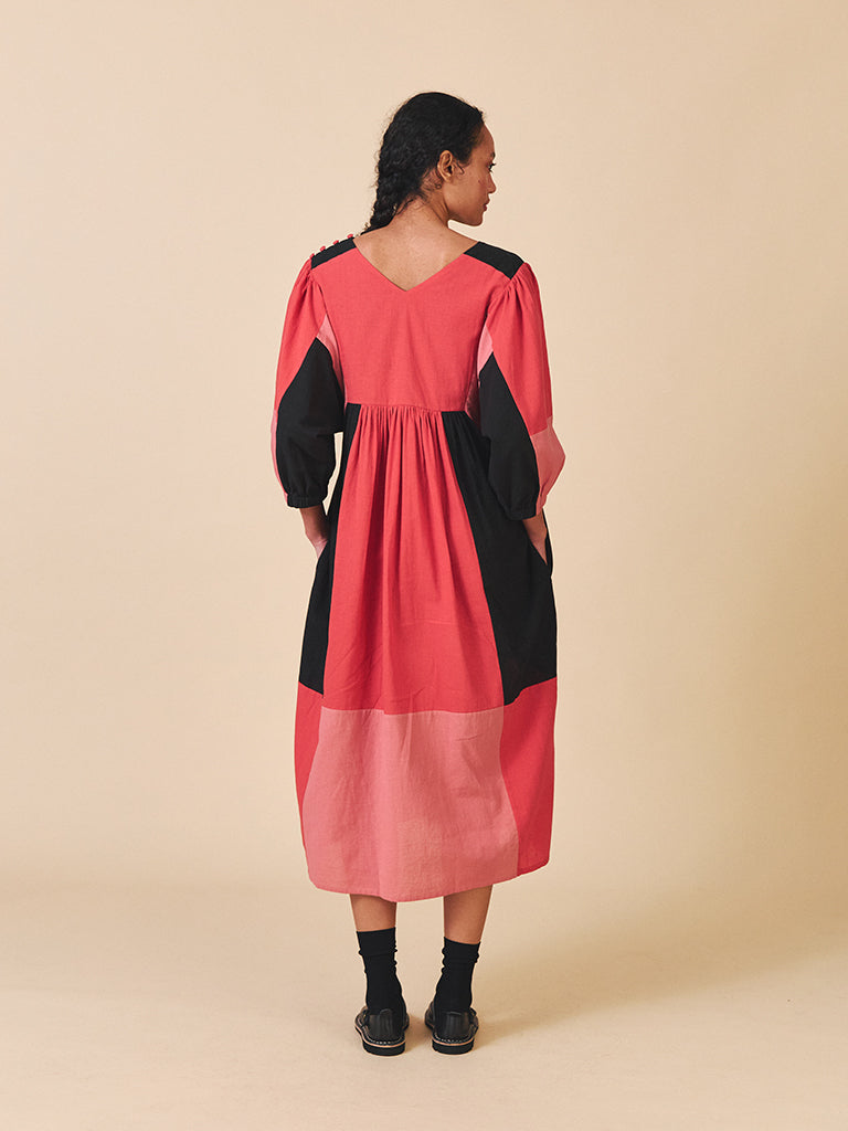 Sideline Dotty Dress in Red Mix