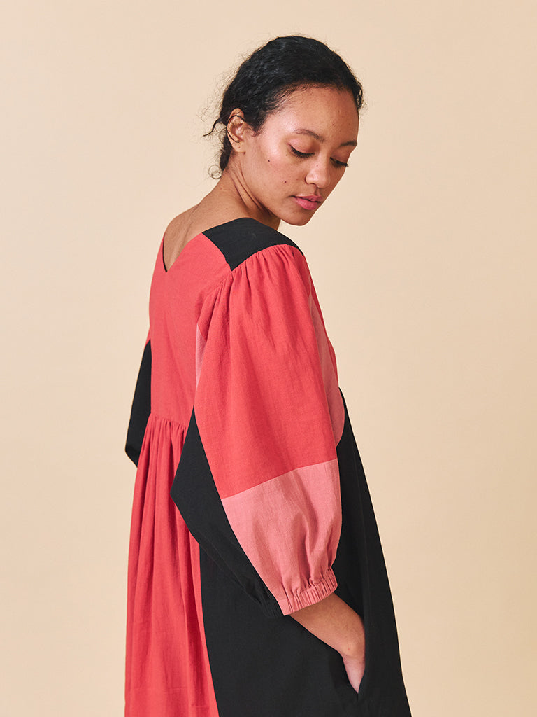 Sideline Dotty Dress in Red Mix