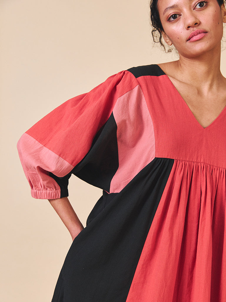 Sideline Dotty Dress in Red Mix
