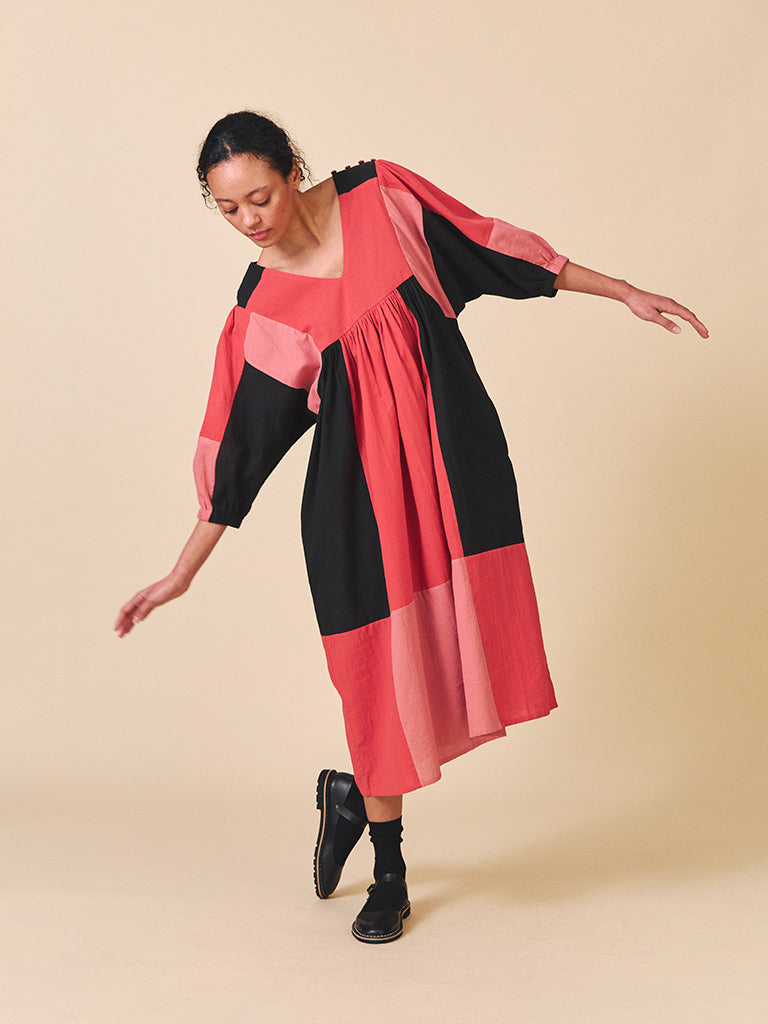 Sideline Dotty Dress in Red Mix