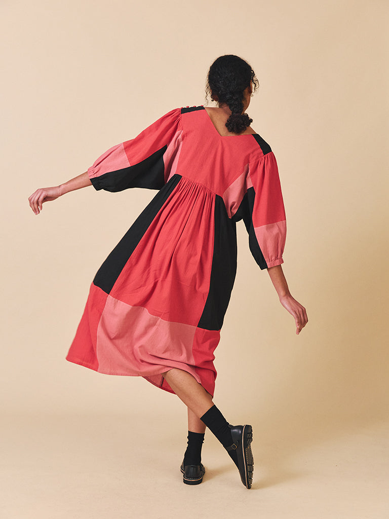 Sideline Dotty Dress in Red Mix