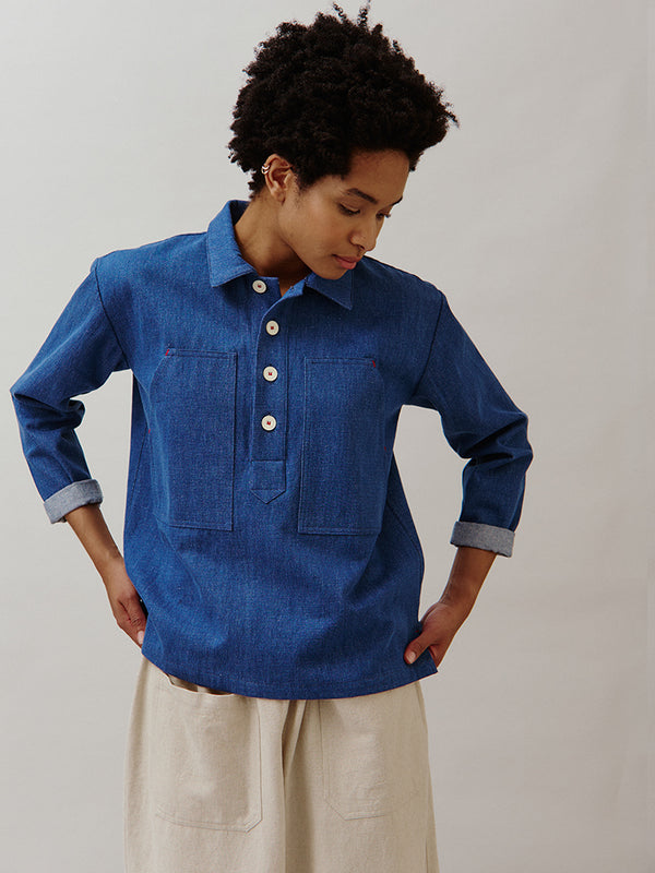 Sideline Sunny Shirt in Indigo