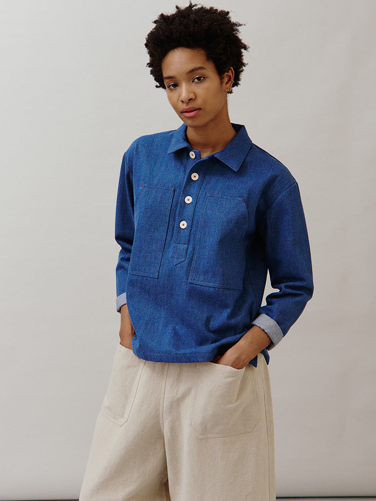 Sideline Sunny Shirt in Indigo