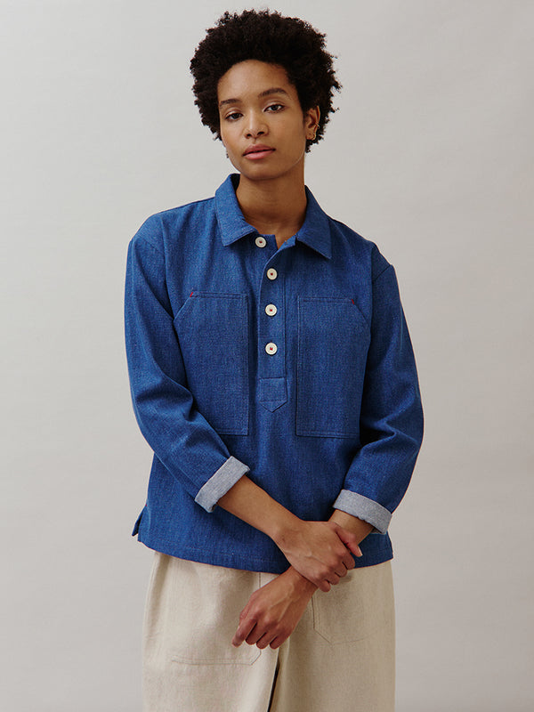 Sideline Sunny Shirt in Indigo