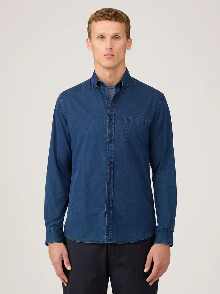 Sunspel Button Down Shirt in Indigo