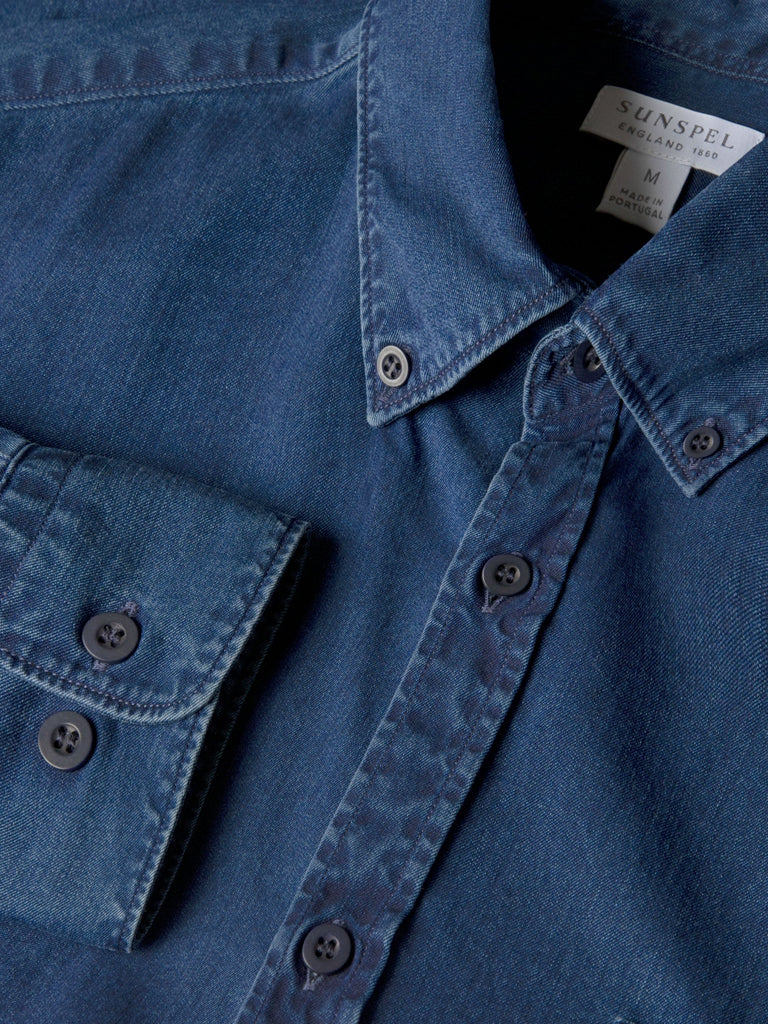 Sunspel Button Down Shirt in Indigo