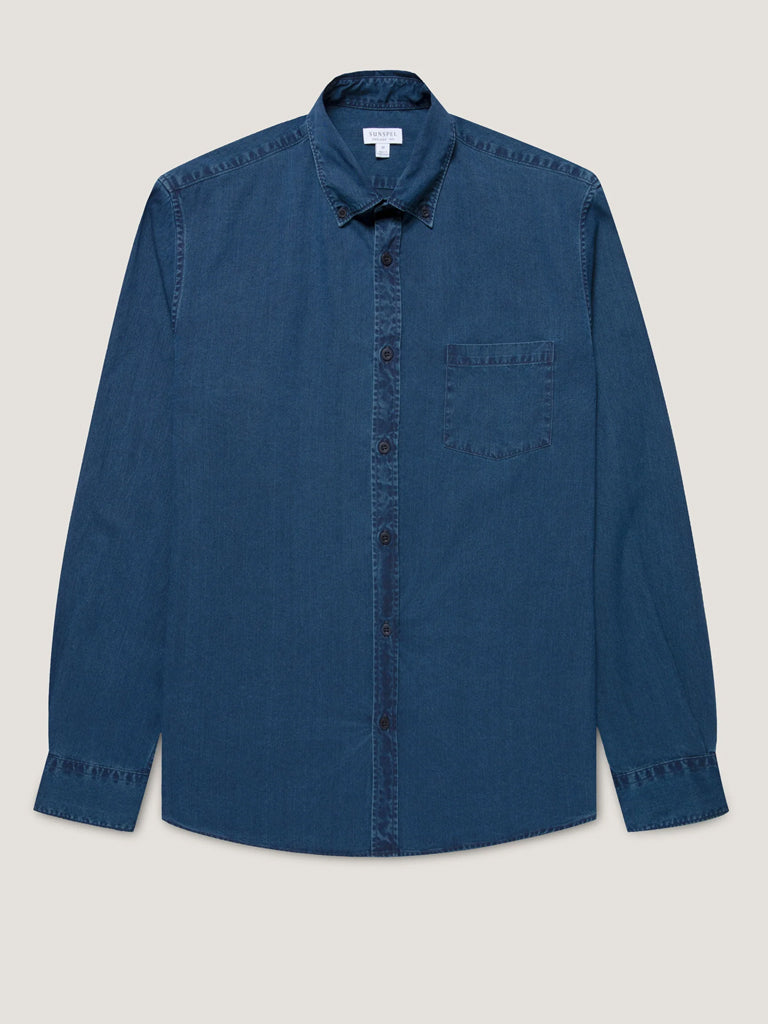 Sunspel Button Down Shirt in Indigo