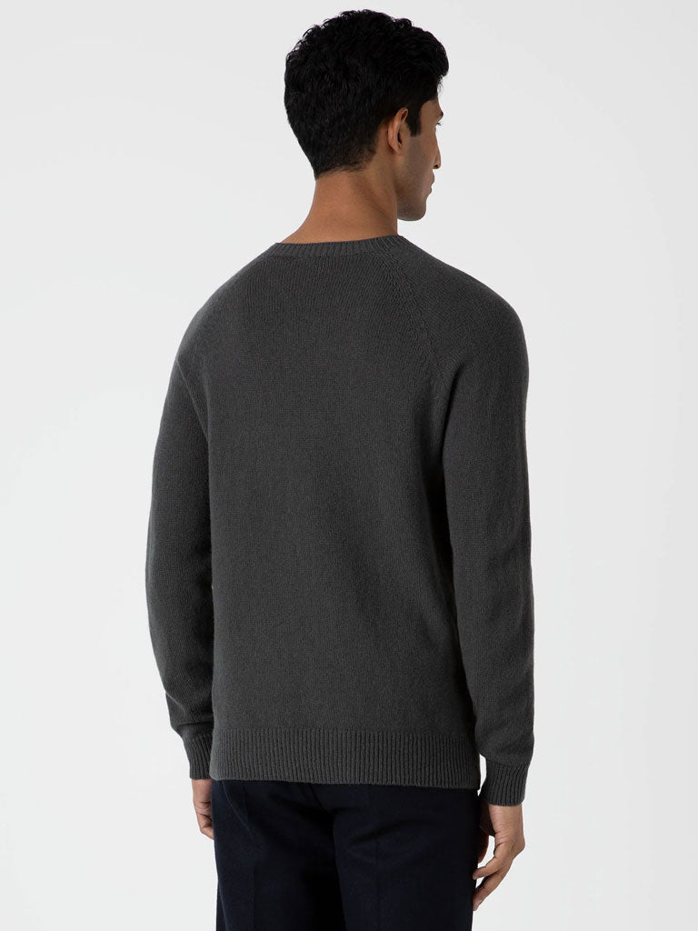 Sunspel Lambswool Crew Neck in Drill Green