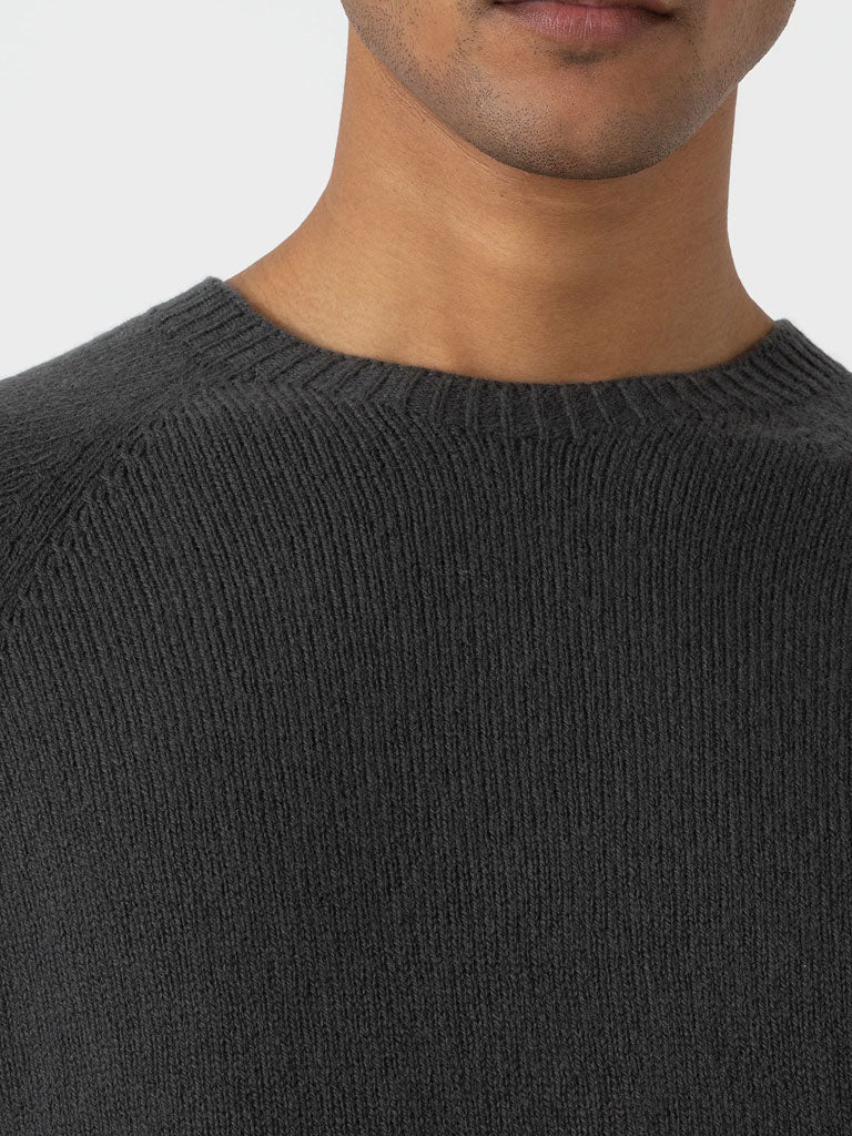 Sunspel Lambswool Crew Neck in Drill Green