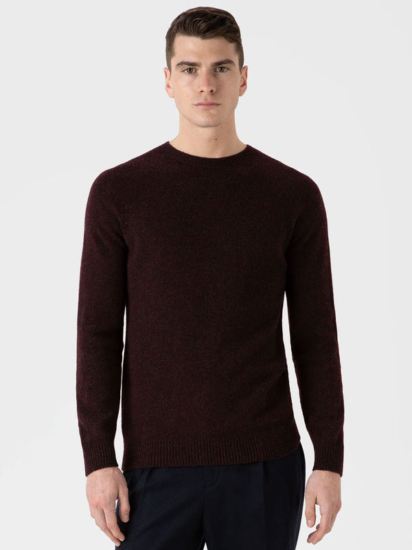 Sunspel Lambswool Crew Neck in Port Twist