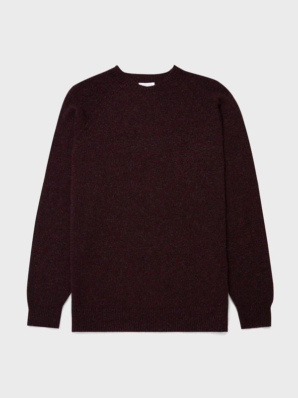 Sunspel Lambswool Crew Neck in Port Twist