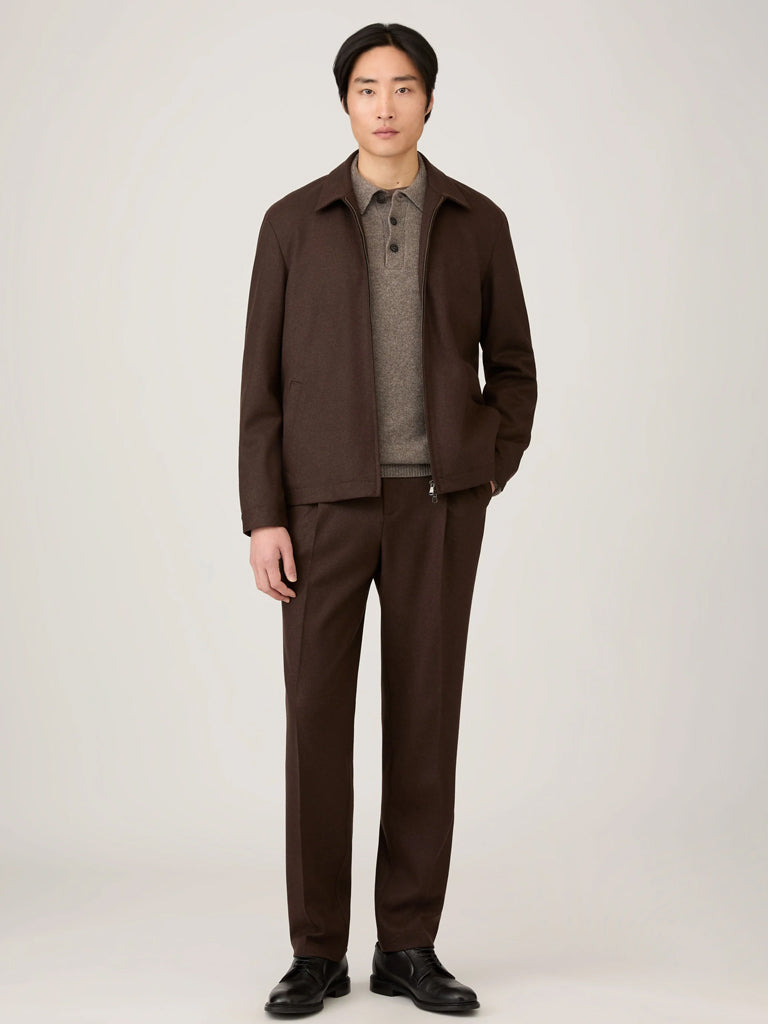 Sunspel Lambswool Polo in Bark