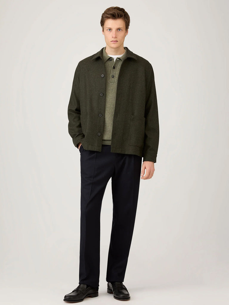Sunspel Lambswool Polo in Sea Moss