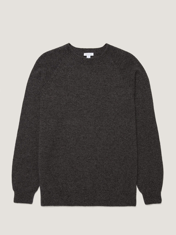 Sunspel Lambswool Sweater in Dark Green Twist