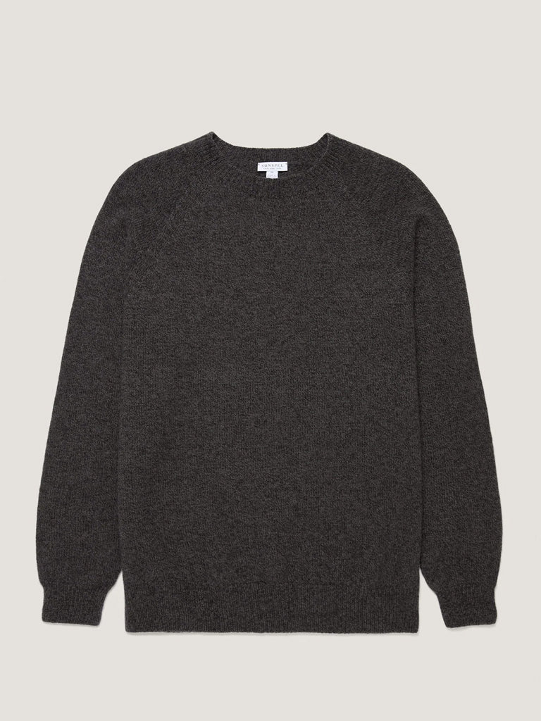 Sunspel Lambswool Sweater in Dark Green Twist